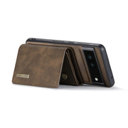 For Google Pixel 6A DG.MING M1 Series 3-Fold Multi Card Wallet + Magnetic Phone Case(Coffee)
