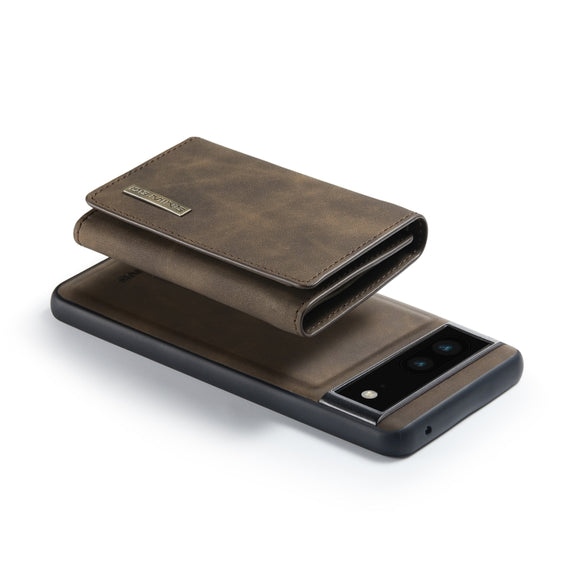 For Google Pixel 6A DG.MING M1 Series 3-Fold Multi Card Wallet + Magnetic Phone Case(Coffee)