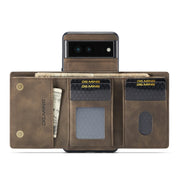 For Google Pixel 6A DG.MING M1 Series 3-Fold Multi Card Wallet + Magnetic Phone Case(Coffee)