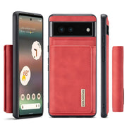 For Google Pixel 6A DG.MING M1 Series 3-Fold Multi Card Wallet + Magnetic Phone Case(Red)