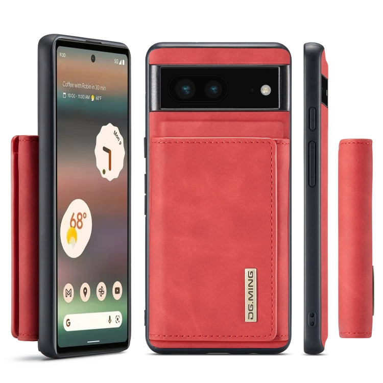 For Google Pixel 6A DG.MING M1 Series 3-Fold Multi Card Wallet + Magnetic Phone Case(Red)