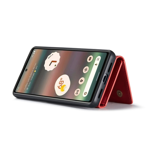 For Google Pixel 6A DG.MING M1 Series 3-Fold Multi Card Wallet + Magnetic Phone Case(Red)