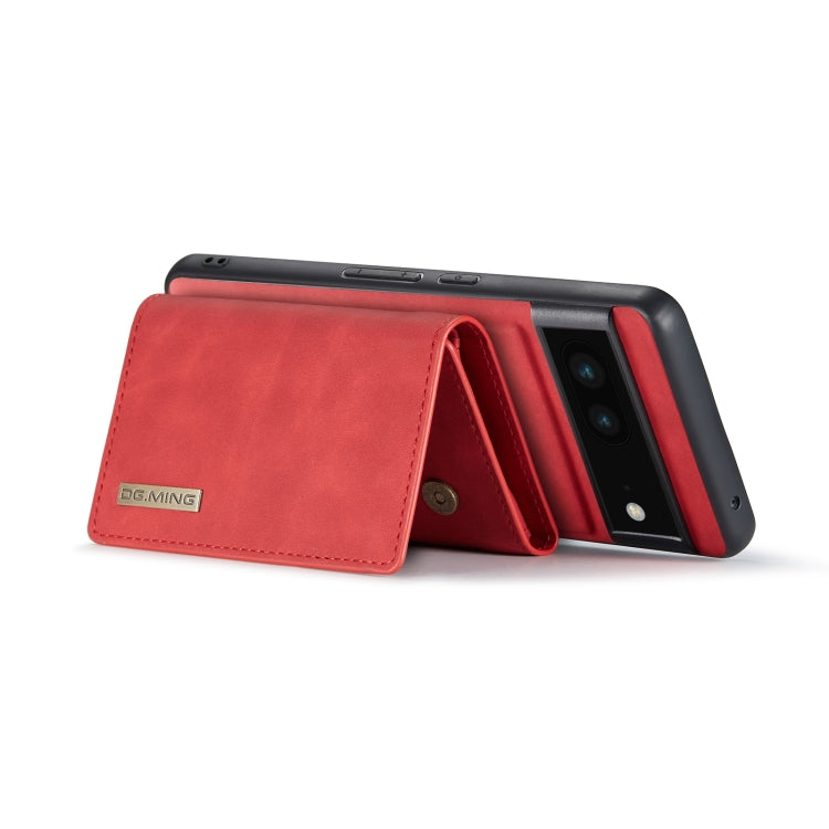 For Google Pixel 6A DG.MING M1 Series 3-Fold Multi Card Wallet + Magnetic Phone Case(Red)