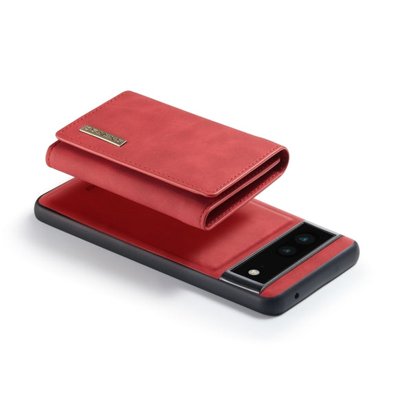 For Google Pixel 6A DG.MING M1 Series 3-Fold Multi Card Wallet + Magnetic Phone Case(Red)