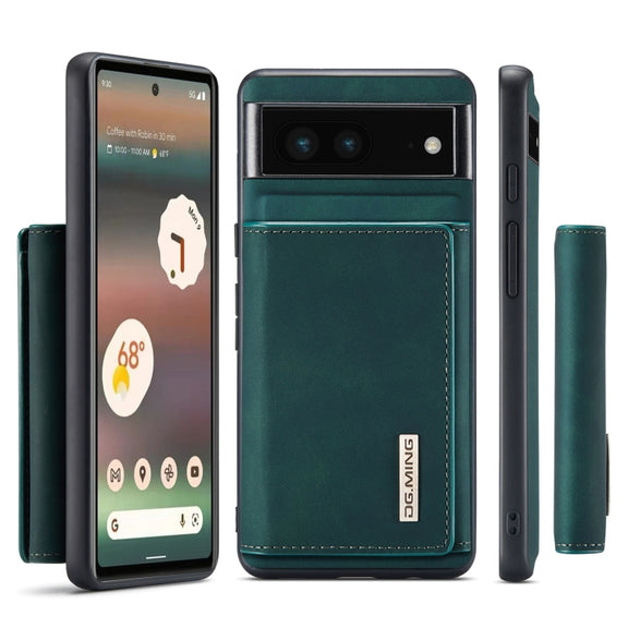 For Google Pixel 6A DG.MING M1 Series 3-Fold Multi Card Wallet + Magnetic Phone Case(Green)