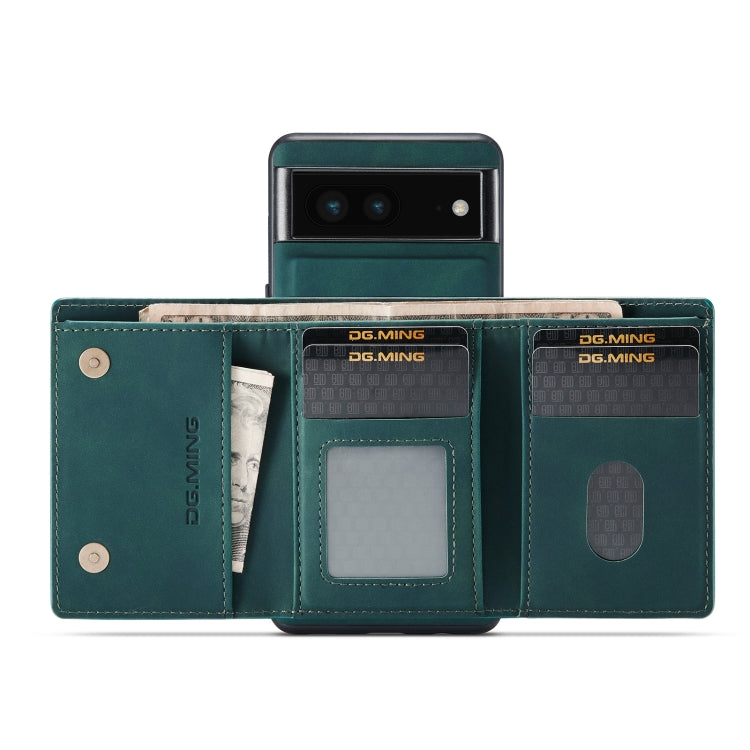 For Google Pixel 6A DG.MING M1 Series 3-Fold Multi Card Wallet + Magnetic Phone Case(Green)