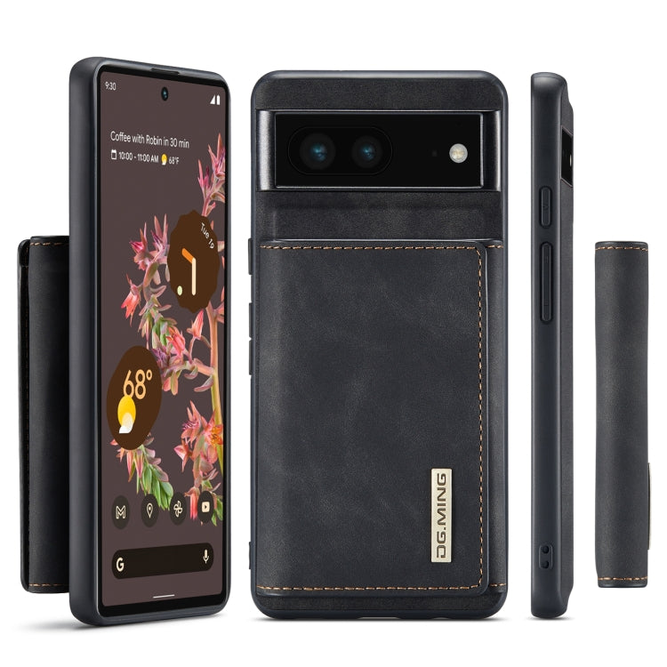 For Google Pixel 7 5G DG.MING M1 Series 3-Fold Multi Card Wallet + Magnetic Phone Case(Black)