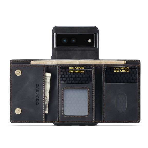 For Google Pixel 7 5G DG.MING M1 Series 3-Fold Multi Card Wallet + Magnetic Phone Case(Black)