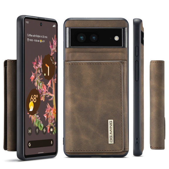 For Google Pixel 7 5G DG.MING M1 Series 3-Fold Multi Card Wallet + Magnetic Phone Case(Coffee)