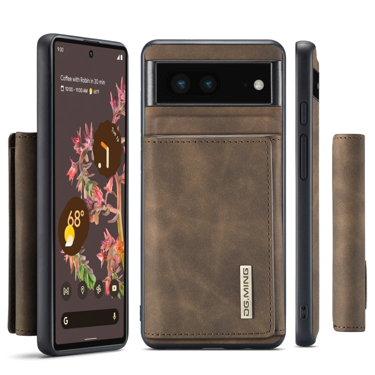 For Google Pixel 7 5G DG.MING M1 Series 3-Fold Multi Card Wallet + Magnetic Phone Case(Coffee)