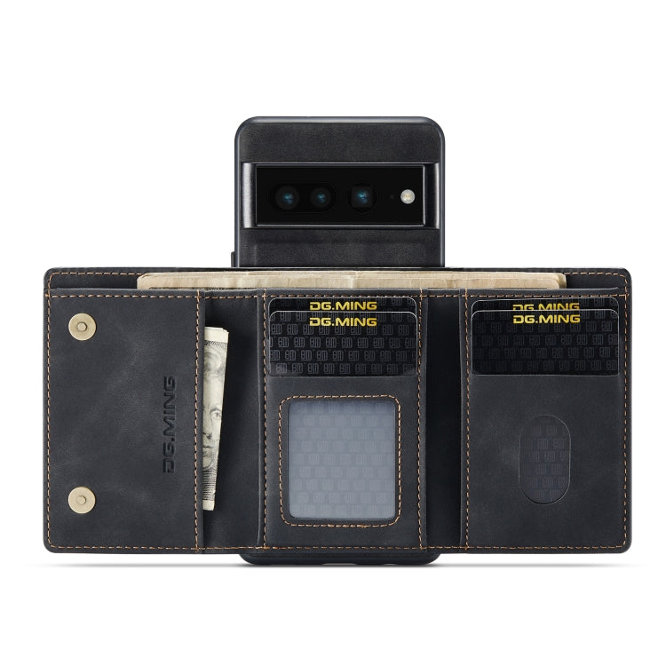 For Google Pixel 7 Pro 5G DG.MING M1 Series 3-Fold Multi Card Wallet + Magnetic Phone Case(Black)