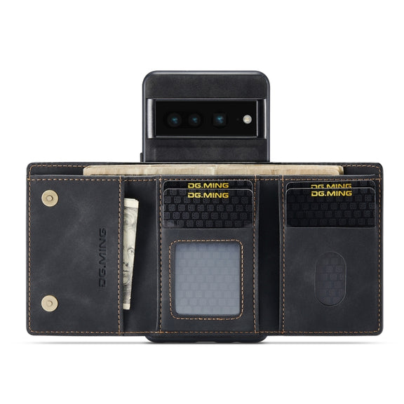 For Google Pixel 7 Pro 5G DG.MING M1 Series 3-Fold Multi Card Wallet + Magnetic Phone Case(Black)