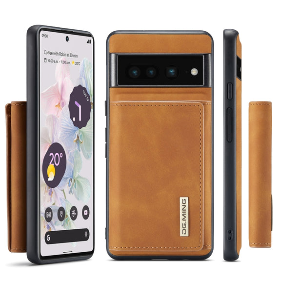 For Google Pixel 7 Pro 5G DG.MING M1 Series 3-Fold Multi Card Wallet + Magnetic Phone Case(Brown)