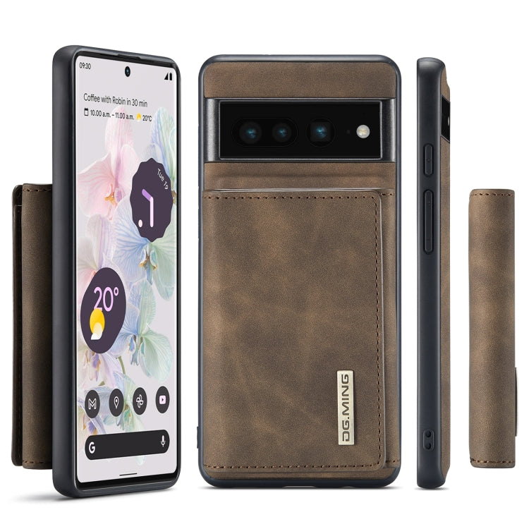 For Google Pixel 7 Pro 5G DG.MING M1 Series 3-Fold Multi Card Wallet + Magnetic Phone Case(Coffee)