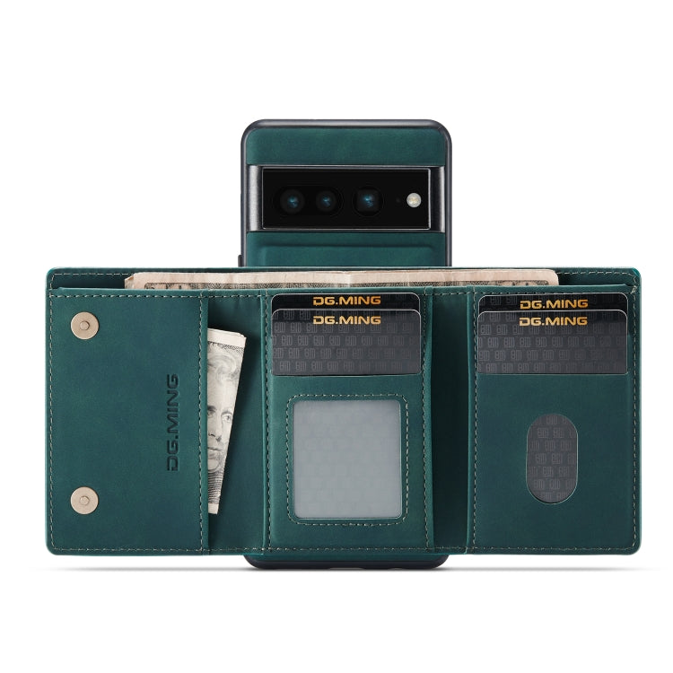 For Google Pixel 7 Pro 5G DG.MING M1 Series 3-Fold Multi Card Wallet + Magnetic Phone Case(Green)