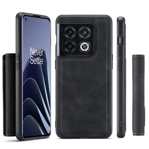 For OnePlus 10 Pro DG.MING M1 Series 3-Fold Multi Card Wallet + Magnetic Phone Case(Black)