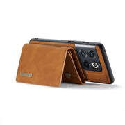 For OnePlus 10 Pro DG.MING M1 Series 3-Fold Multi Card Wallet + Magnetic Phone Case(Brown)