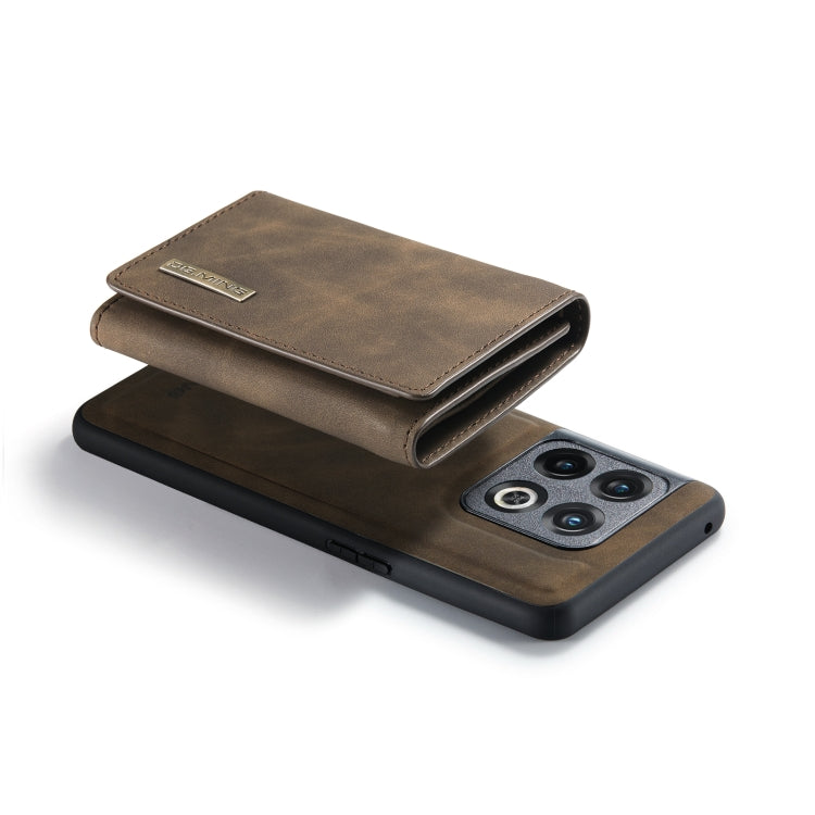 For OnePlus 10 Pro DG.MING M1 Series 3-Fold Multi Card Wallet + Magnetic Phone Case(Coffee)