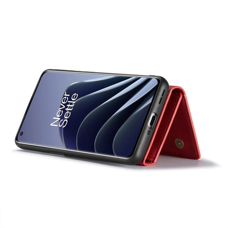 For OnePlus 10 Pro DG.MING M1 Series 3-Fold Multi Card Wallet + Magnetic Phone Case(Red)
