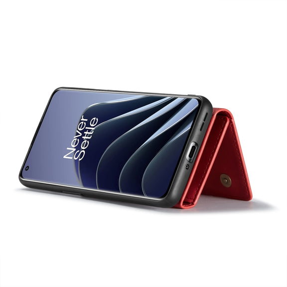 For OnePlus 10 Pro DG.MING M1 Series 3-Fold Multi Card Wallet + Magnetic Phone Case(Red)