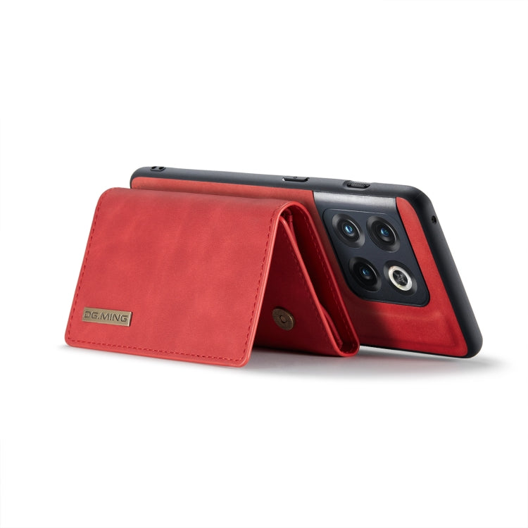 For OnePlus 10 Pro DG.MING M1 Series 3-Fold Multi Card Wallet + Magnetic Phone Case(Red)