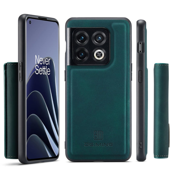 For OnePlus 10 Pro DG.MING M1 Series 3-Fold Multi Card Wallet + Magnetic Phone Case(Green)