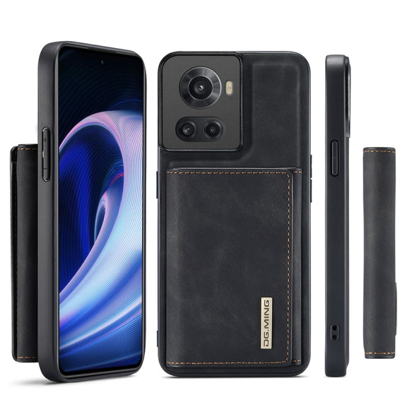 For OnePlus Ace/10R DG.MING M1 Series 3-Fold Multi Card Wallet + Magnetic Phone Case(Black)