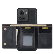 For OnePlus Ace/10R DG.MING M1 Series 3-Fold Multi Card Wallet + Magnetic Phone Case(Black)