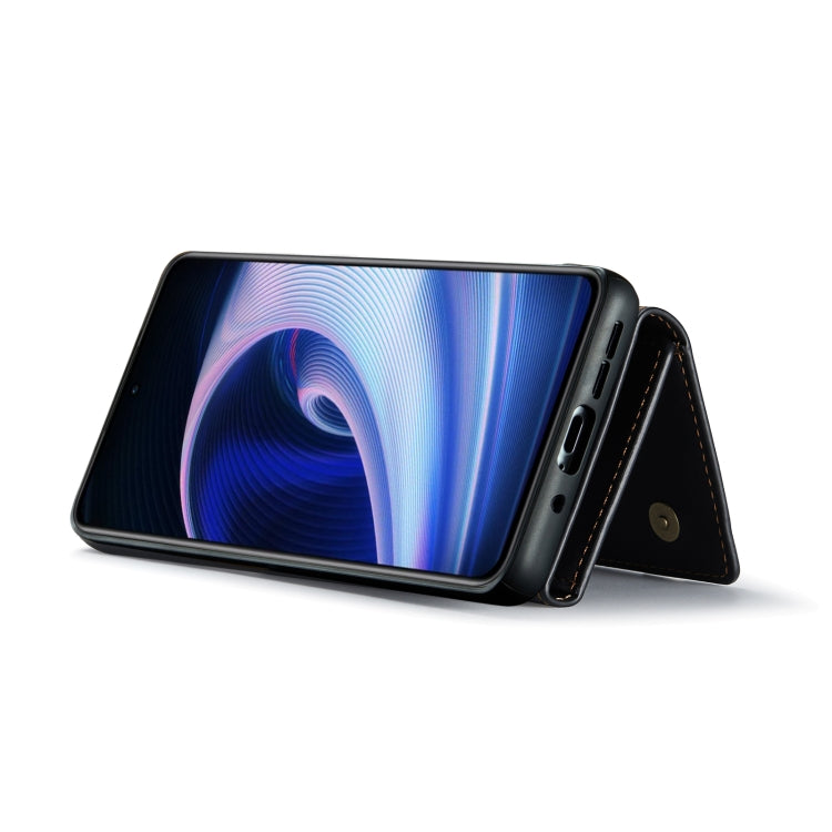 For OnePlus Ace/10R DG.MING M1 Series 3-Fold Multi Card Wallet + Magnetic Phone Case(Black)