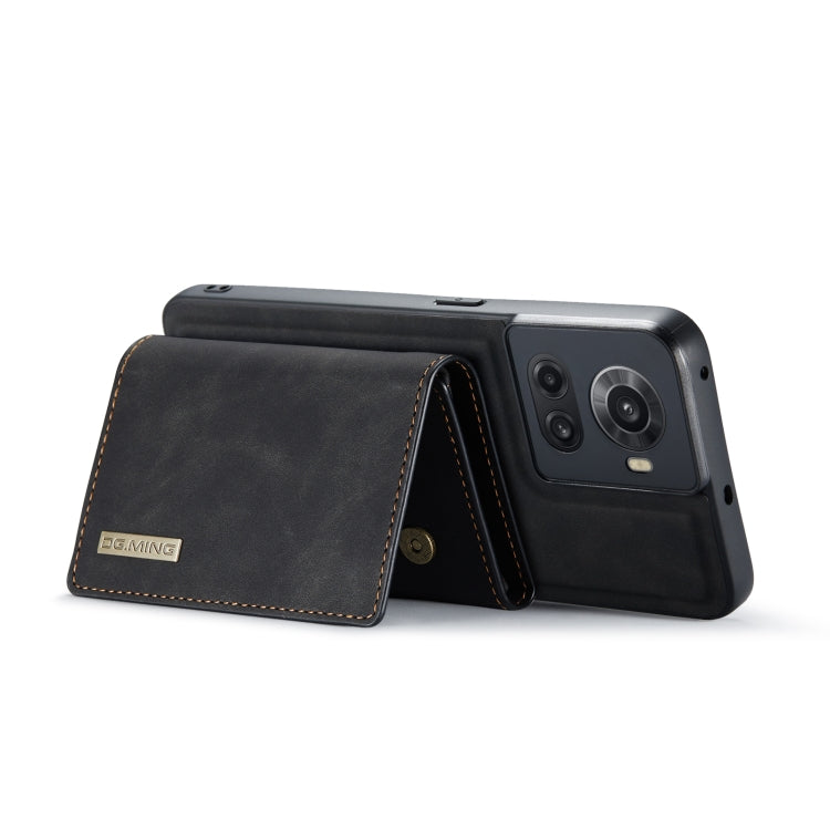 For OnePlus Ace/10R DG.MING M1 Series 3-Fold Multi Card Wallet + Magnetic Phone Case(Black)