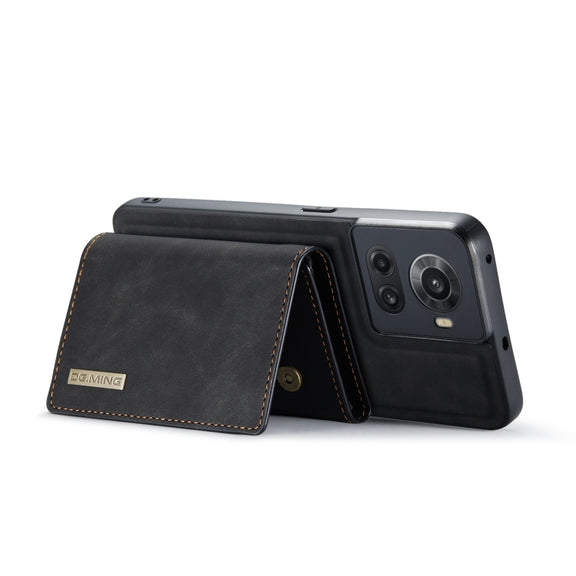 For OnePlus Ace/10R DG.MING M1 Series 3-Fold Multi Card Wallet + Magnetic Phone Case(Black)