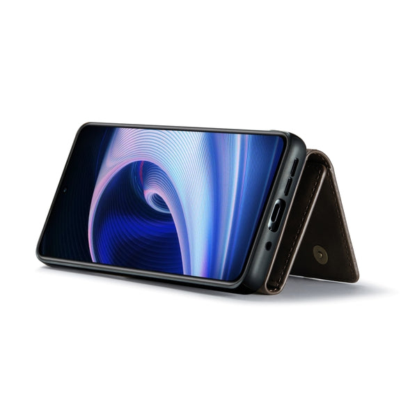 For OnePlus Ace/10R DG.MING M1 Series 3-Fold Multi Card Wallet + Magnetic Phone Case(Brown)