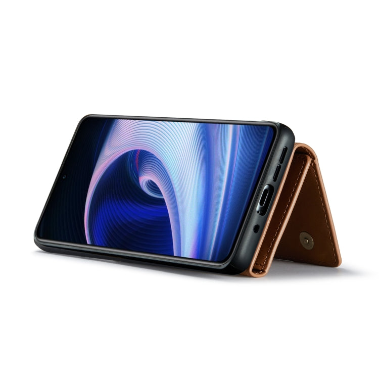 For OnePlus Ace/10R DG.MING M1 Series 3-Fold Multi Card Wallet + Magnetic Phone Case(Coffee)