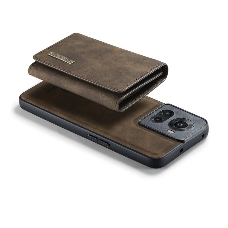 For OnePlus Ace/10R DG.MING M1 Series 3-Fold Multi Card Wallet + Magnetic Phone Case(Coffee)