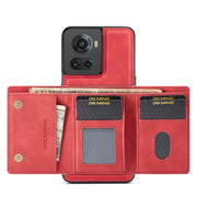 For OnePlus Ace/10R DG.MING M1 Series 3-Fold Multi Card Wallet + Magnetic Phone Case(Red)
