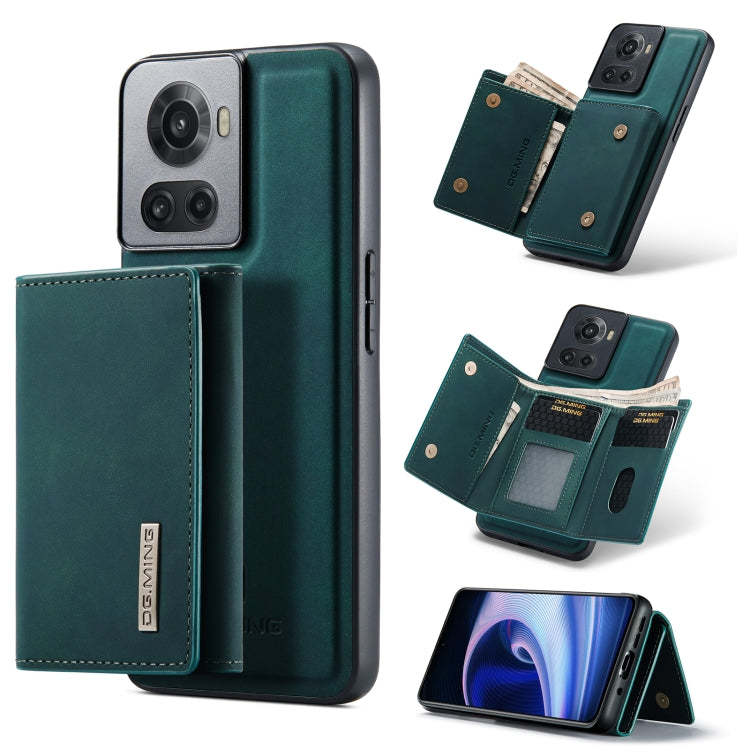 For OnePlus Ace/10R DG.MING M1 Series 3-Fold Multi Card Wallet + Magnetic Phone Case(Green)