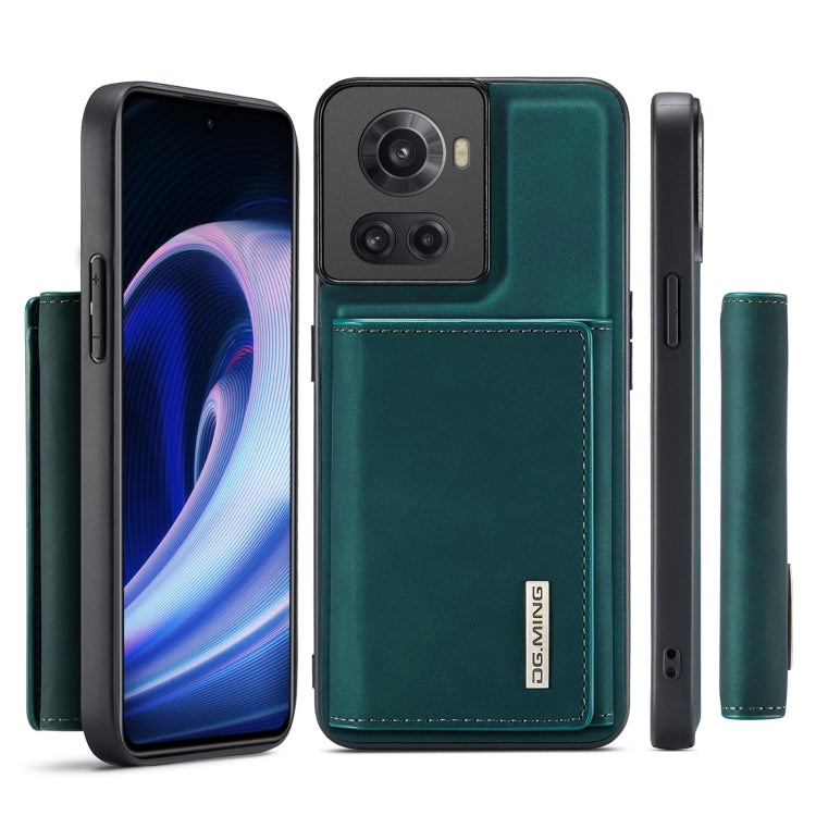 For OnePlus Ace/10R DG.MING M1 Series 3-Fold Multi Card Wallet + Magnetic Phone Case(Green)