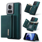 For OnePlus Ace/10R DG.MING M1 Series 3-Fold Multi Card Wallet + Magnetic Phone Case(Green)