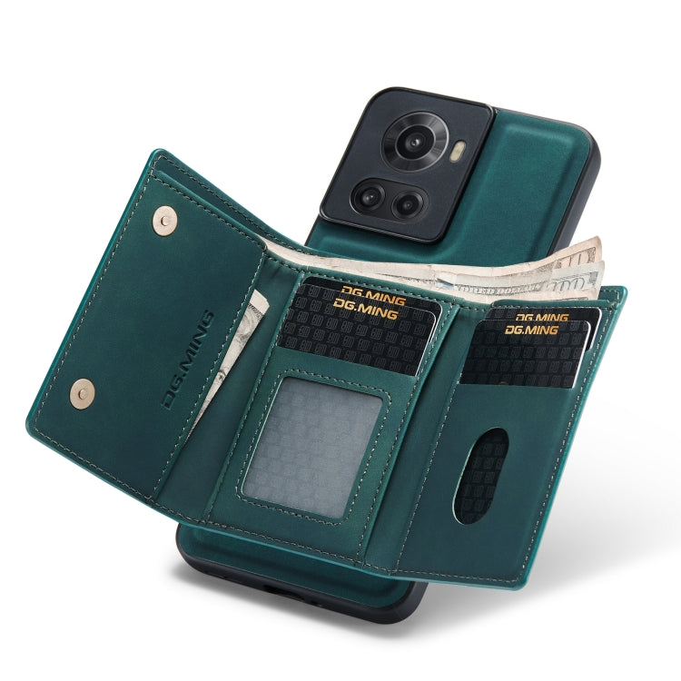 For OnePlus Ace/10R DG.MING M1 Series 3-Fold Multi Card Wallet + Magnetic Phone Case(Green)