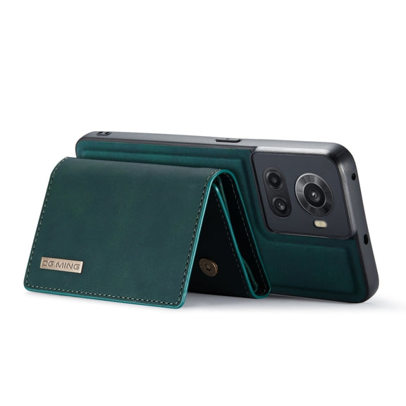 For OnePlus Ace/10R DG.MING M1 Series 3-Fold Multi Card Wallet + Magnetic Phone Case(Green)