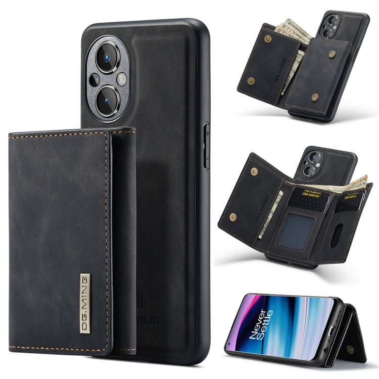 For OnePlus Nord N20 5G DG.MING M1 Series 3-Fold Multi Card Wallet + Magnetic Phone Case(Black)