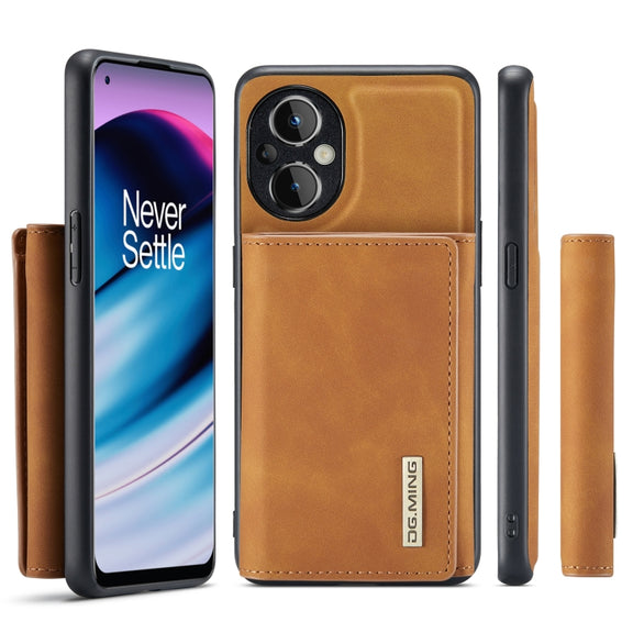 For OnePlus Nord N20 5G DG.MING M1 Series 3-Fold Multi Card Wallet + Magnetic Phone Case(Brown)