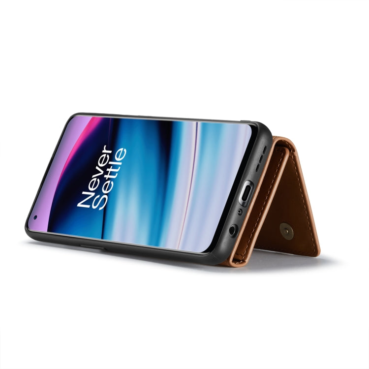 For OnePlus Nord N20 5G DG.MING M1 Series 3-Fold Multi Card Wallet + Magnetic Phone Case(Brown)