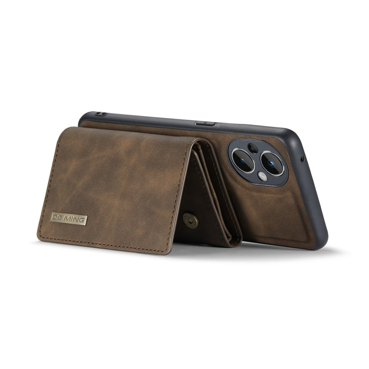 For OnePlus Nord N20 5G DG.MING M1 Series 3-Fold Multi Card Wallet + Magnetic Phone Case(Coffee)