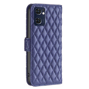 For OPPO Find X5 Lite / Reno7 5G Diamond Lattice Wallet Leather Flip Phone Case(Blue)