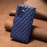 For OPPO Find X5 Lite / Reno7 5G Diamond Lattice Zipper Wallet Leather Flip Phone Case(Blue)