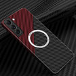For Samsung Galaxy S22 5G Carbon Fiber Texture MagSafe Magnetic Phone Case(Black Red) - Galaxy S22 5G Cases by PMC TechLife | Online Shopping South Africa | PMC TechLife