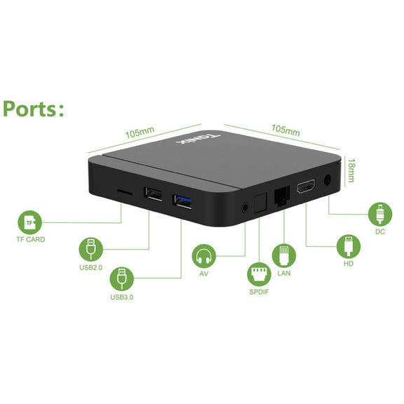 Tanix W2 Amlogic S905 Quad Core Smart TV Set Top Box, RAM:2G+16G(UK Plug)
