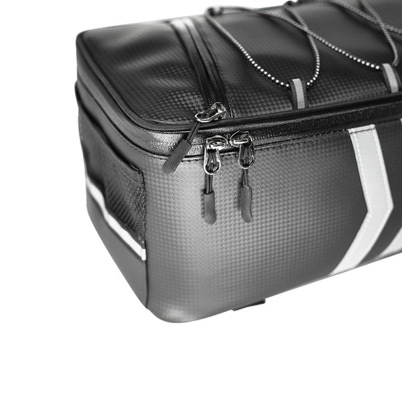 Motorcycle Water-resistant PU Leather Rack Rear Carrier Bag, Capacity: 9L with Rain Cover