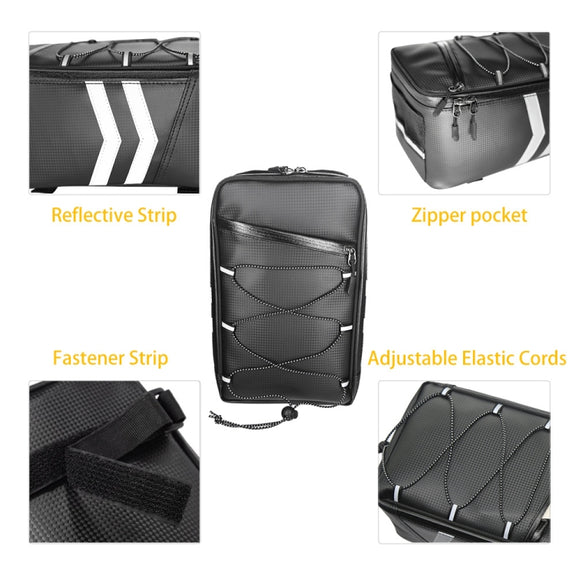 Motorcycle Water-resistant PU Leather Rack Rear Carrier Bag, Capacity: 9L with Rain Cover